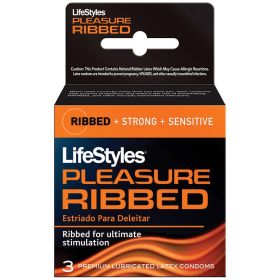 Lifestyles Pleasure Ribbed Lubricated Condoms - 3 Pack