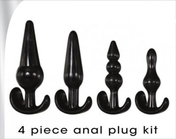 4 Piece Anal Plug Kit Black